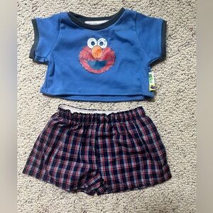 Build-A-Bear Blue Elmo Outfit with Plaid Shorts